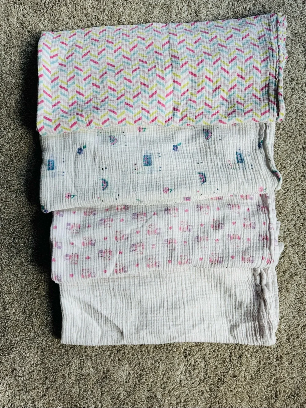 Baby girl Muslin Swaddle Blanket Bundle 4 Pack Baby Neutral Prints LULUJO